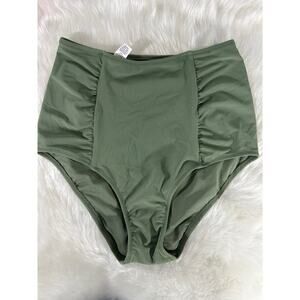 AERIE‎ Women's Full Coverage High Waisted Olive Green Swimwear Bottoms Small NWT